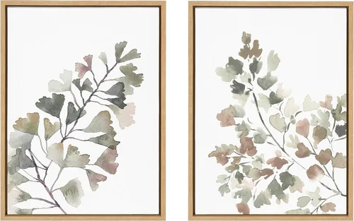 Vista 6 de Kate and Laurel Sylvie Botanical Soft Splitfern and Botanical Soft Maiden Lienzo enmarcado por Sara Berrenson, juego de 2 piezas de 18 x 24
