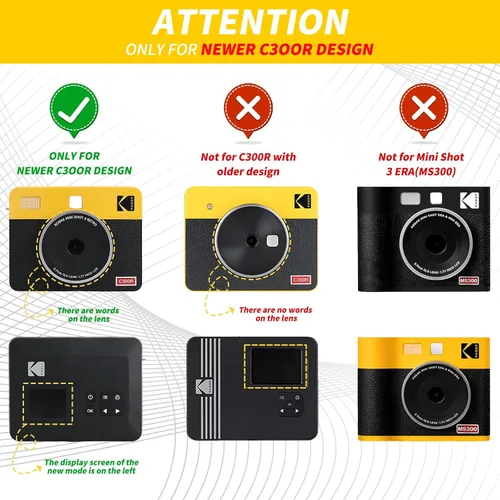 Vista 2 de Rieibi Funda Kodak Mini Shot 3 Retro (Nuevo Modelo), Funda Protectora de Cuero PU para Cámara Kodak Mini Shot 3 Retro C300R 2-en-1 Nuevo