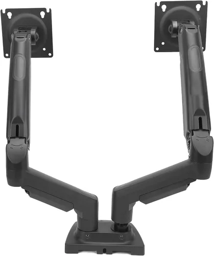 Vista 2 de Zunate Adjustable Double Screen Stand for 17-27inch Screens, Telescopic Rotating Desk Mount for Gaming and Work, Aluminum Alloy