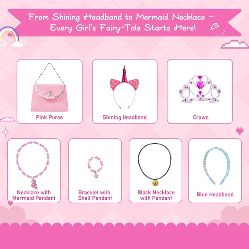 Vista 5 de Meland Vestido de princesa - Ropa de vestir para niñas con juguetes, regalo de cumpleaños de Navidad para niñas pequeñas de 3, 4, 5, 6, 7, 8 años