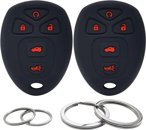 Vista 6 de 2 piezas de funda de llave de mando a distancia de silicona con 5 botones, funda protectora compatible con Chevrolet Malibu Suburban Tahoe Traverse