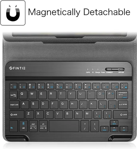 Vista 4 de FINTIE Folio - Funda con teclado para Samsung Galaxy Tab A 8.0 2018 Modelo SM-T387, funda de piel sintética con soporte y teclado Bluetooth