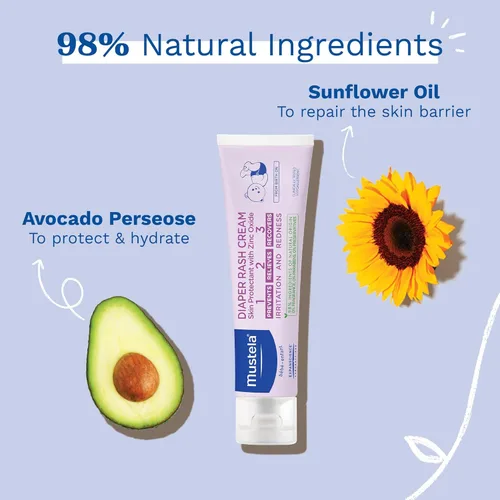Vista 6 de Mustela Baby Pañal Rash Cream 123 - Protector de piel con óxido de zinc - Sin fragancia y sin parabenos, con 98% de ingredientes naturales, varios