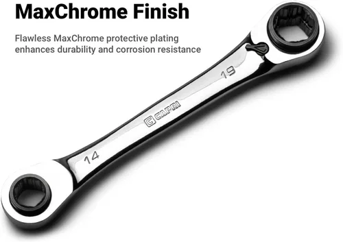 Vista 7 de Capri Tools Juego de llaves de trinquete reversibles de extremo de caja 4 en 1 de 120 dientes, métricas y SAE, 4 piezas con 16 tamaños