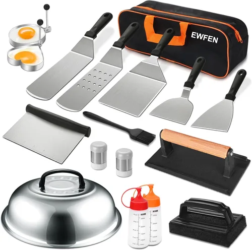 Vista 8 de Juego de accesorios para parrilla de 30 piezas, juego de accesorios para parrilla de parte superior plana para Blackstone y Camp Chef, juego