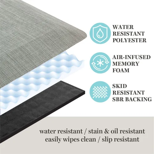 Vista 9 de Martha Stewart Aloha Modern - Tapete de cocina con infusión de aire antifatiga con diseño de piña, gris, 19.6 x 32 pulgadas