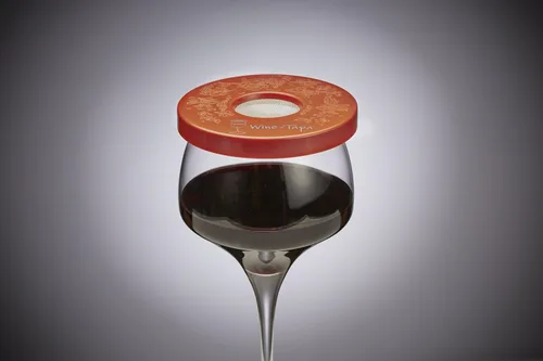 Vista 4 de (R Tuscan Juego de 6 cubiertas para copas de vino en hermosos colores terrosos para proteger tu copa de vino de insectos e insectos