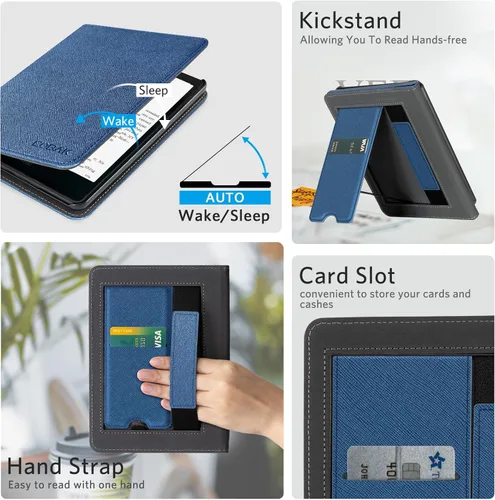 Vista 232 de CoBak Funda inteligente para Kindle Paperwhite de 6.8" de 11ª generación 2021 con función de encendido automático, ligera, delgada, de piel **Salvia
