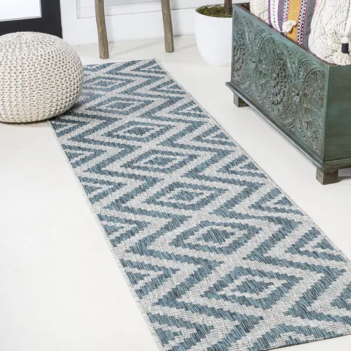 JONATHAN Y SMB116A-28 Sintra Diamond Tribal - Alfombra de pasillo para interiores y exteriores, estilo bohemio, costero, fácil limpieza, dormitorio