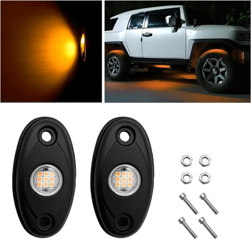 Vista 7 de Dickno 2 luces LED de rock, IP67 impermeable, lámpara de neón, luces de guardabarros de alto brillo para camiones, SUV todoterreno, accesorios Verde
