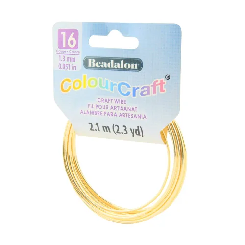 Beadalon ColourCraft - Alambre calibre 16, chapado en oro, chapado en plata, bobina de 2.3 yardas