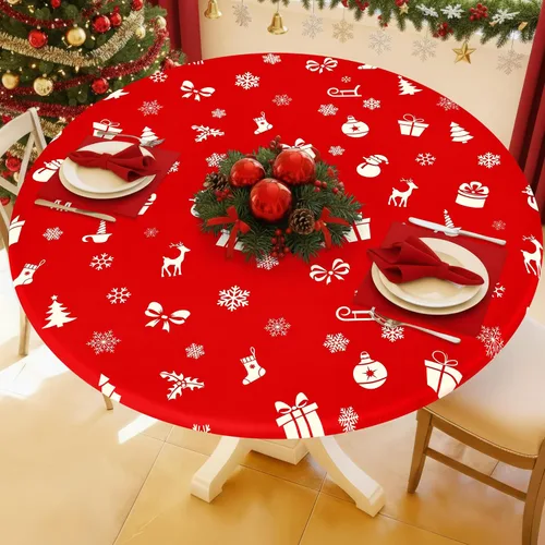 Vista 37 de Moosfor Round Spandex Tablecloth, Elastic Fitted Waterproof Tablecloths for 18"-24" Tables, Stretch Washable Picnic Table Cover for Camping, Dining