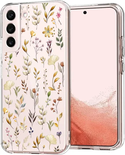 Vista 14 de Unov Case for Galaxy S22 Case Clear with Design Soft TPU Shock Absorption Slim Embossed Pattern Cherry Protective Back Cover (Black Cat)