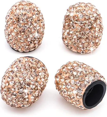 Vista 20 de 4 tapas de válvula de vástago de neumático con diamantes de cristal brillante, a prueba de polvo, tapas universales para válvulas de neumáticos