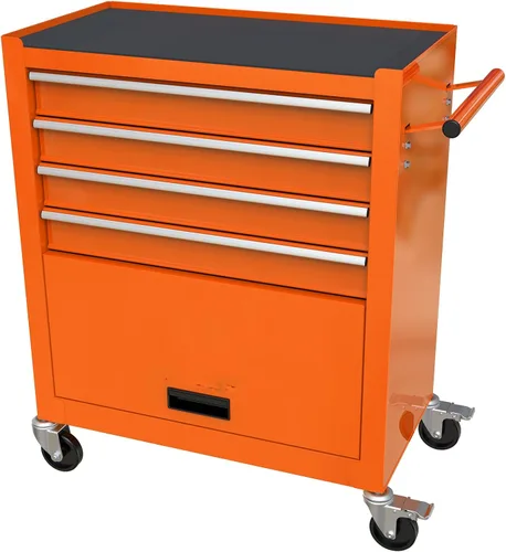 Vista 10 de Carro de herramientas de 4 cajones con ruedas, carrito de herramientas rodante, carrito de servicio industrial de servicio pesado con sistema
