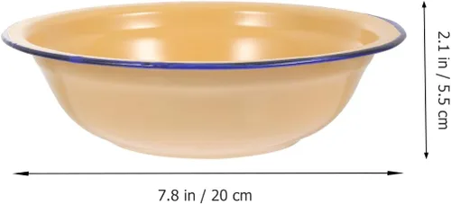Vista 2 de Hemoton 2 unids 7.8 pulgadas Vintage esmalte cuencas engrosadas platos de sopa esmalte práctico vajilla ensalada pasta fruta cena
