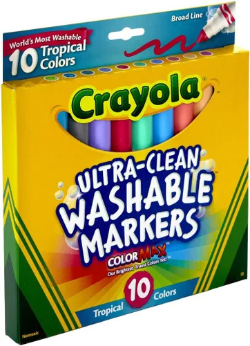 Vista 3 de Crayola Marcadores lavables ultra limpios, tropicales, regalo para niños, 10
