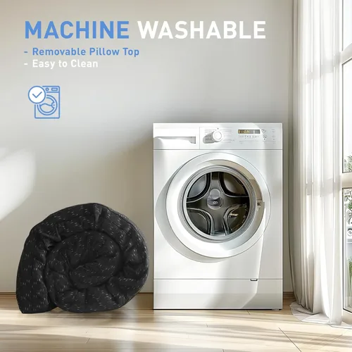 Vista 6 de Cubrecolchón de espuma viscoelástica de doble capa de 3 pulgadas, tamaño individual, de gel refrescante de 2 pulgadas más funda de 1 pulgada