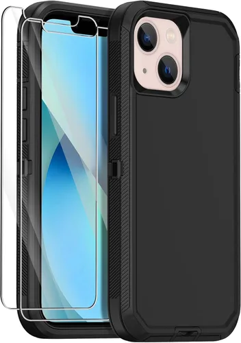 Annymall Funda para iPhone 13 Mini con 2 protectores de pantalla, protección contra caídas a prueba de golpes, cuerpo completo, resistente, 3 capas,