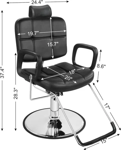 Vista 2 de BarberPub Silla de peluquería hidráulica reclinable Salón Belleza Spa Champú Equipo 2059 (negro)