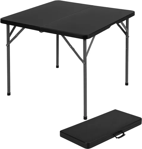Vista 11 de BestOffice Mesa de picnic plegable de 4 pies, mesa de plástico plegable para eventos de fiesta, color negro