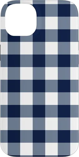 Vista 15 de Navy Blue Gingham Check Navy White Buffalo Plaid Case for iPhone 17