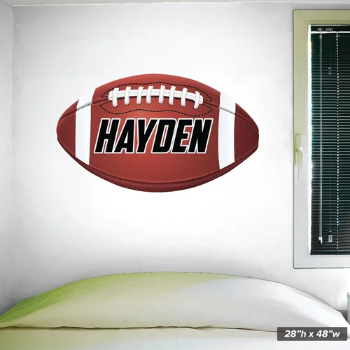 Vista 4 de Large Custom Football Wall Decal, Custom Name, 28"h x 48"w, 0568, For smooth walls only