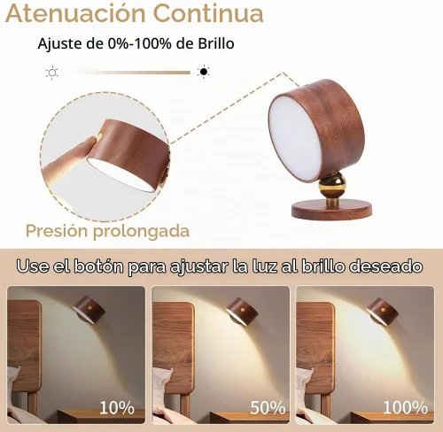Vista 3 de Lámpara de noche de pared de madera LANDGOO