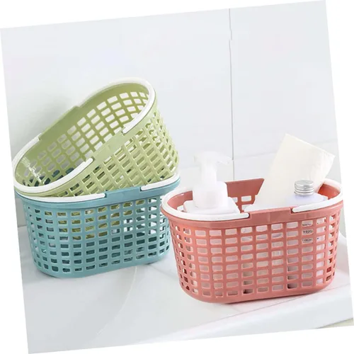 Vista 5 de Bolsa de ducha portátil con agujeros de drenaje, cesta de almacenamiento de ducha de plástico para artículos de tocador de baño