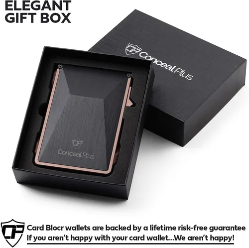 Vista 5 de Conceal Plus - Cartera de piel Card Blocr para tarjetas de crédito, bloqueo RFID, delgada, minimalista, tarjetero, fibra de carbono o saffiano