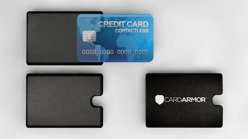 Vista 3 de Soporte para tarjetas de crédito, 6 fundas de bloqueo RFID de primera calidad con parte frontal transparente para una fácil visión, evita robos