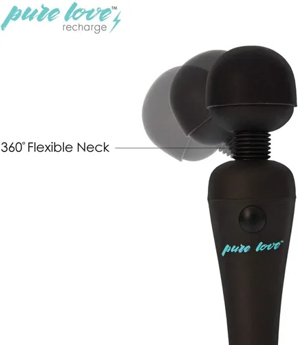 Vista 4 de pure love Varita de masaje, vibrador personal, masajeador de cuerpo completo, recargable e impermeable, de mano, sin cable, potente motor