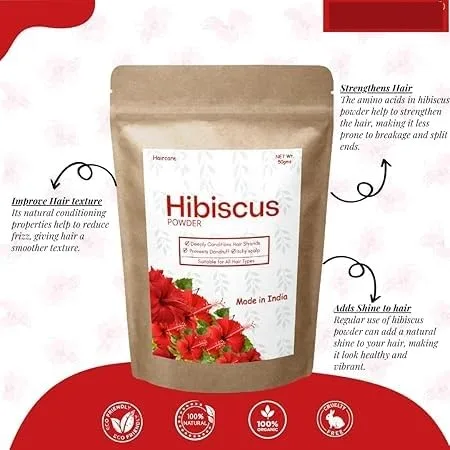 Vista 3 de Hibiscus Powder For Hair, Face, Organic Powder For Hair- 100 Gram