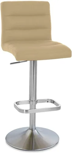 Vista 140 de Zuri Muebles Taburete de bar moderno de altura ajustable gris exuberante con base plana redonda cepillada