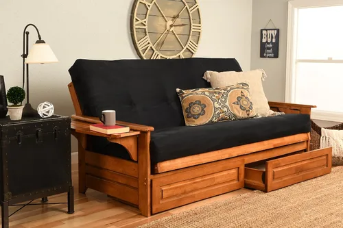 Vista 18 de Kodiak Furniture Futón Phoenix, tamaño completo, gamuza azul marino