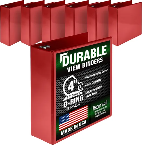 Vista 24 de Samsill - Carpeta duradera de 5 pulgadas, fabricada en los Estados Unidos, con anillos en D, transparente y personalizable, color blanco
