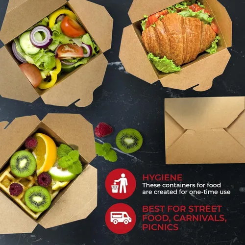 Vista 6 de SPARGOS Recipientes chinos de almacenamiento para llevar (paquete de 70) de 30 onzas – Papel de cartón marrón Kraft Togo – Cajas para llevar