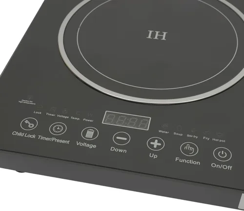 Vista 5 de Placa de cocción de doble inducción, 1200 W, potente 2 quemadores, cocina independiente de 110 V, estufa eléctrica horizontal con 8 engranajes