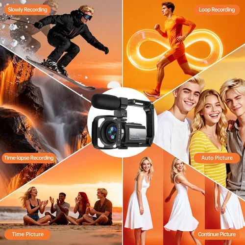 Vista 8 de Videocámara 4K60FPS 48MP Vlogging Cámara para YouTube 3.0" Pantalla táctil 16X Zoom Digital WiFi IR Visión Nocturna con 2 Baterías Micrófono Estéreo
