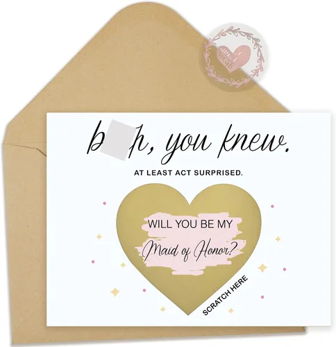 Vista 10 de 10 tarjetas para raspar propuestas de dama de honor, 6 damas de honor, 1 dama de honor, 1 matrona de honor, 2 niñas de flores. Regalos únicos