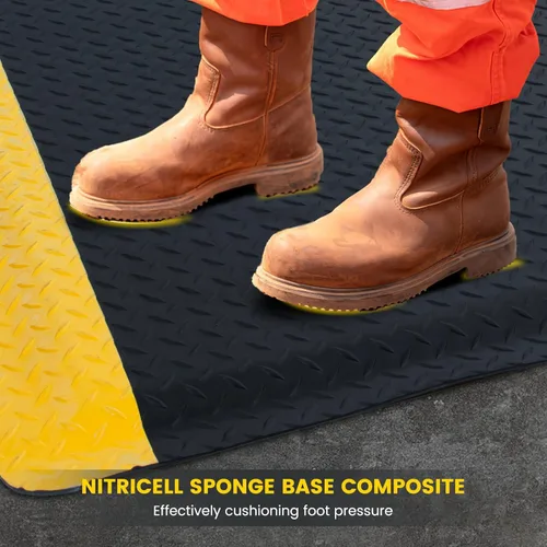 Vista 8 de Tapete conductor antifatiga ESD de 2 x 3 pies, placa de diamante duradera y resistente, antideslizante, impermeable, para trabajos comerciales e