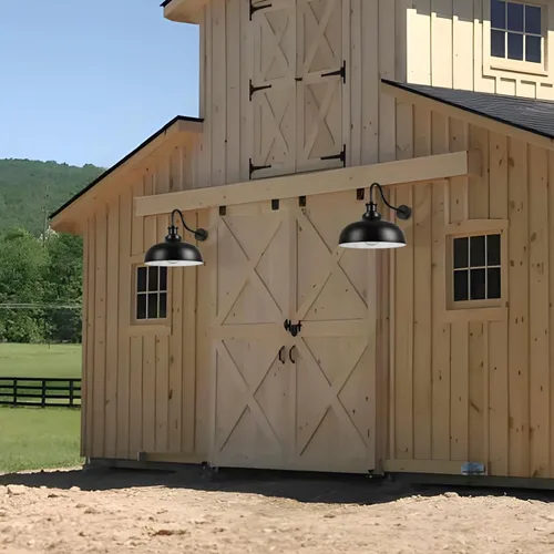 Vista 7 de Lámpara de Granero para Exteriores, Aplique de Pared Exterior con Cúpula de 16 Pulgadas Estilo Granja, Luminaria de Montaje en Pared Exterior