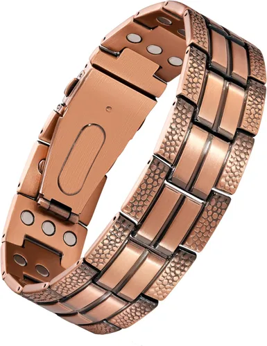 Vista 9 de Jecanori Pulsera de cobre para hombre, pulseras magnéticas de fuerza 3X para hombres