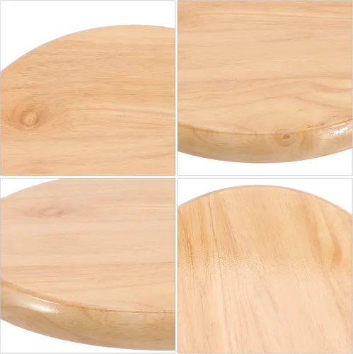 Vista 3 de Housoutil Taburete redondo de madera de repuesto, 4 piezas, parte de asiento para decoración del hogar, diseño resistente para cocina y comedor