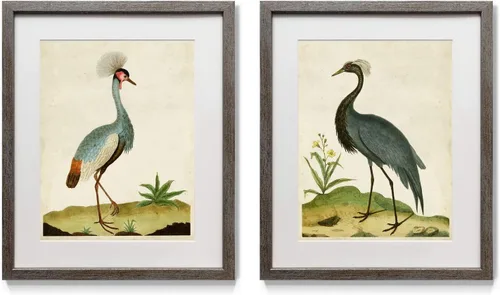 Vista 17 de Arte abstracto de pared de animales, marco rústico de plata envejecida, juego de decoración de pared de 2 piezas: flamenco, pavo real, alce