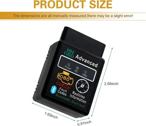 Vista 2 de Herramienta de diagnóstico Bluetooth OBD2 para automóvil, ELM327 V2.1 lector de código para monitoreo en tiempo real, mini escáner