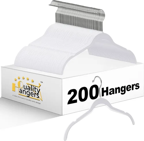 Vista 14 de Quality Hangers Perchas de plástico que no son de terciopelo para la ropa, juego de perchas resistentes para ropa, perchas para armario que ahorran