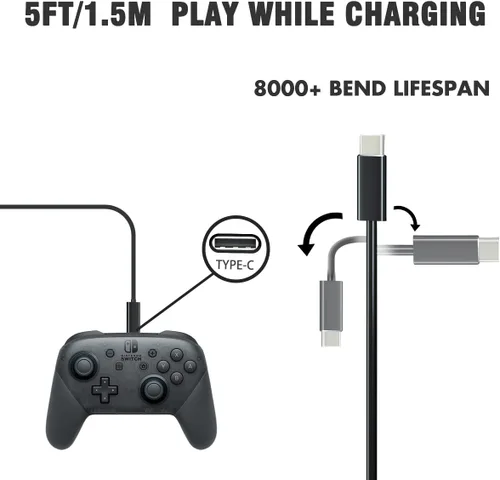 Vista 7 de Cargador para Nintendo Switch, adaptador de CA compatible con Switch OLED y Switch Lite, fuente de alimentación de 15 V2.6 A, modo de TV, cable