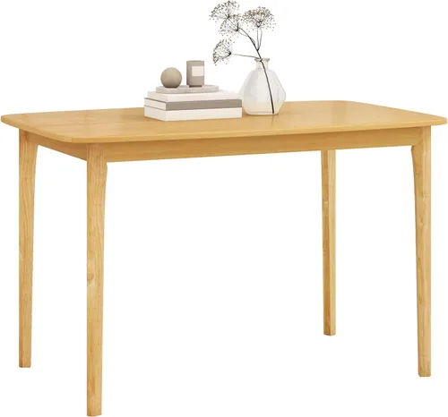 Giantex Mesa de comedor para 4, mesa de cocina rectangular de 48 pulgadas con patas de madera de goma maciza y mesa espaciosa, mesa de comedor de