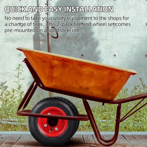 Vista 4 de AR-PRO Paquete de 2 neumáticos y ruedas de 2.80/2.50-4 pulgadas, repuesto de neumáticos y ruedas de 8 pulgadas con rodamientos de 3/4 pulgadas
